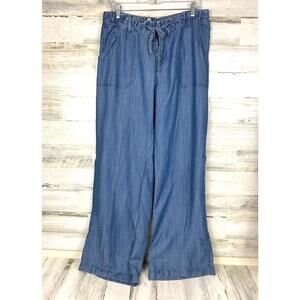 Just Living Womens L Tencel Lightweight Tie Waist Wide Leg Denim Jeans NEW